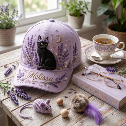Personalized Black Cat Lavender XR2707002CL Cap