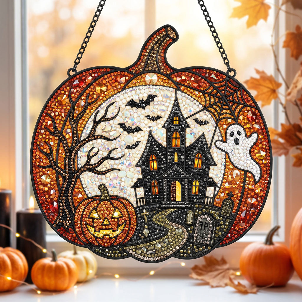 🔥HOT SALE 70% OFF - 🎃✨ Halloween Diamond Art Ornament Kit – Sparkling DIY Window Hanging Decor