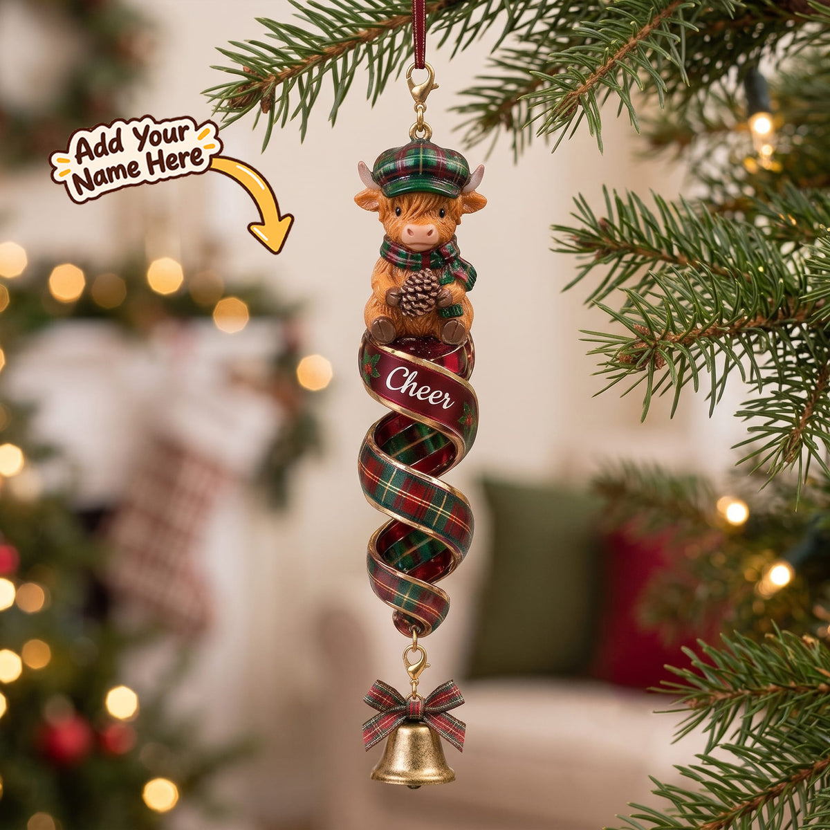 Personalized Christmas Highland Cow Spiral Ornaments WN2910002CL Christmas Ornament