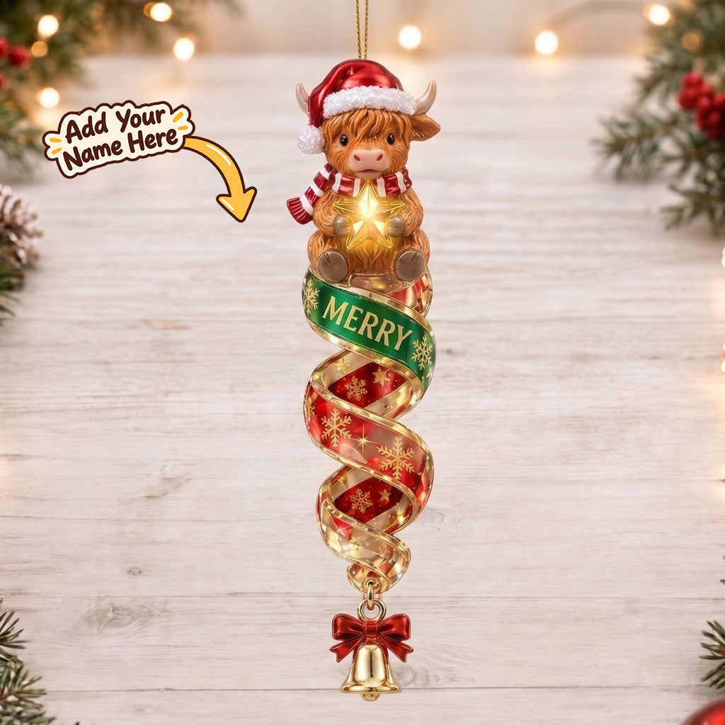 Personalized Christmas Highland Cow Spiral Ornaments WN2910002CL Christmas Ornament