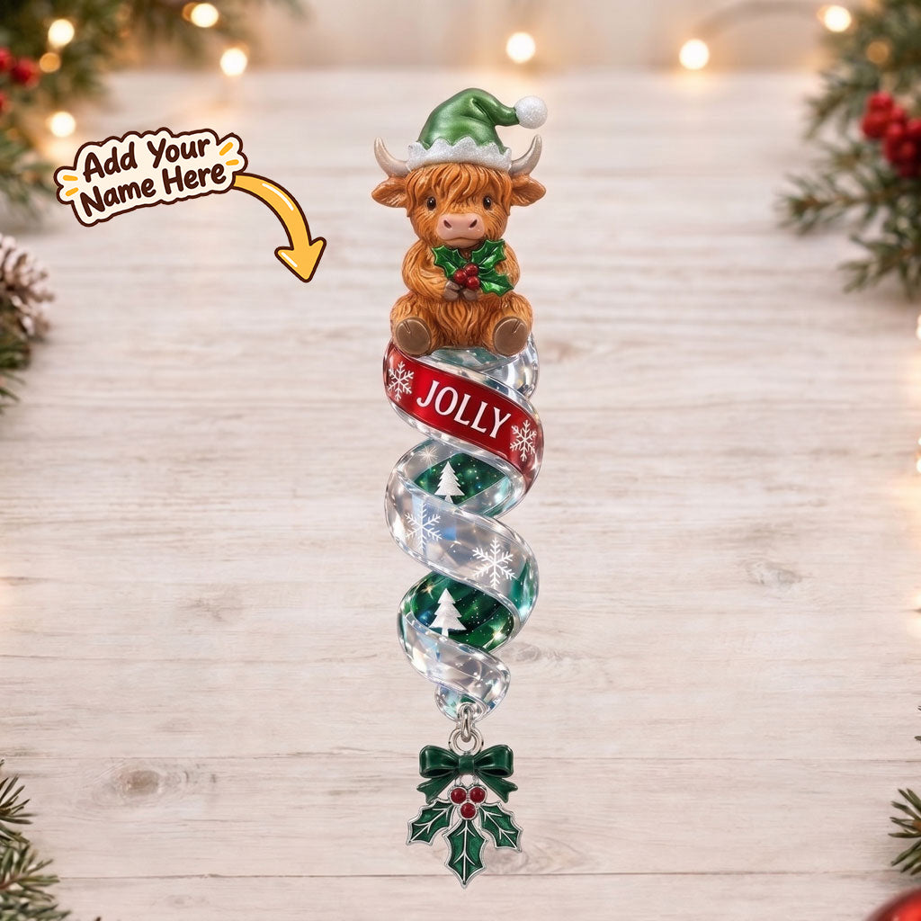 Personalized Christmas Highland Cow Spiral Ornaments WN2910002CL Christmas Ornament