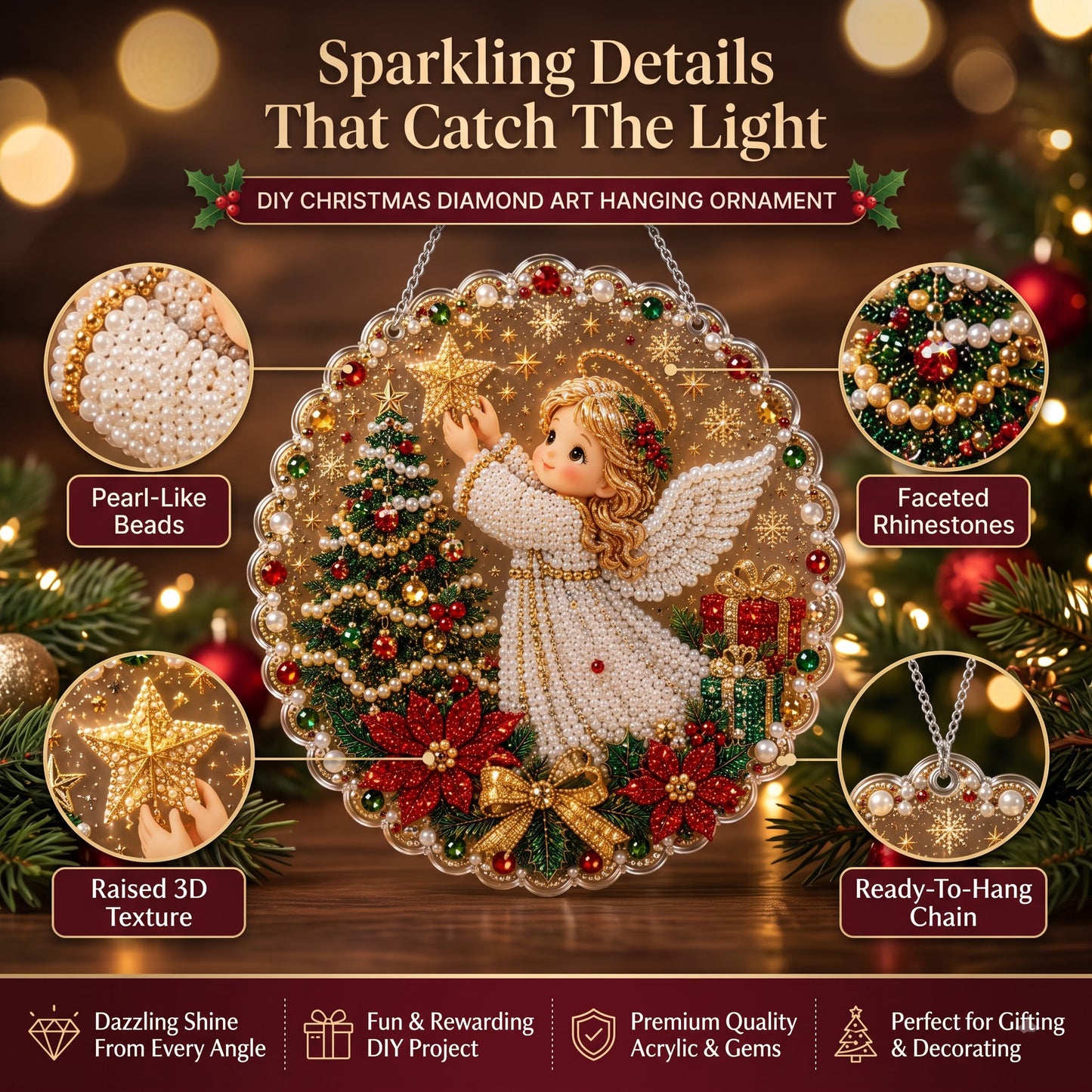 🔥Limited time 70% OFF - 🎅✨DIY Christmas Pearl Diamond Art Hanging Ornament Kit