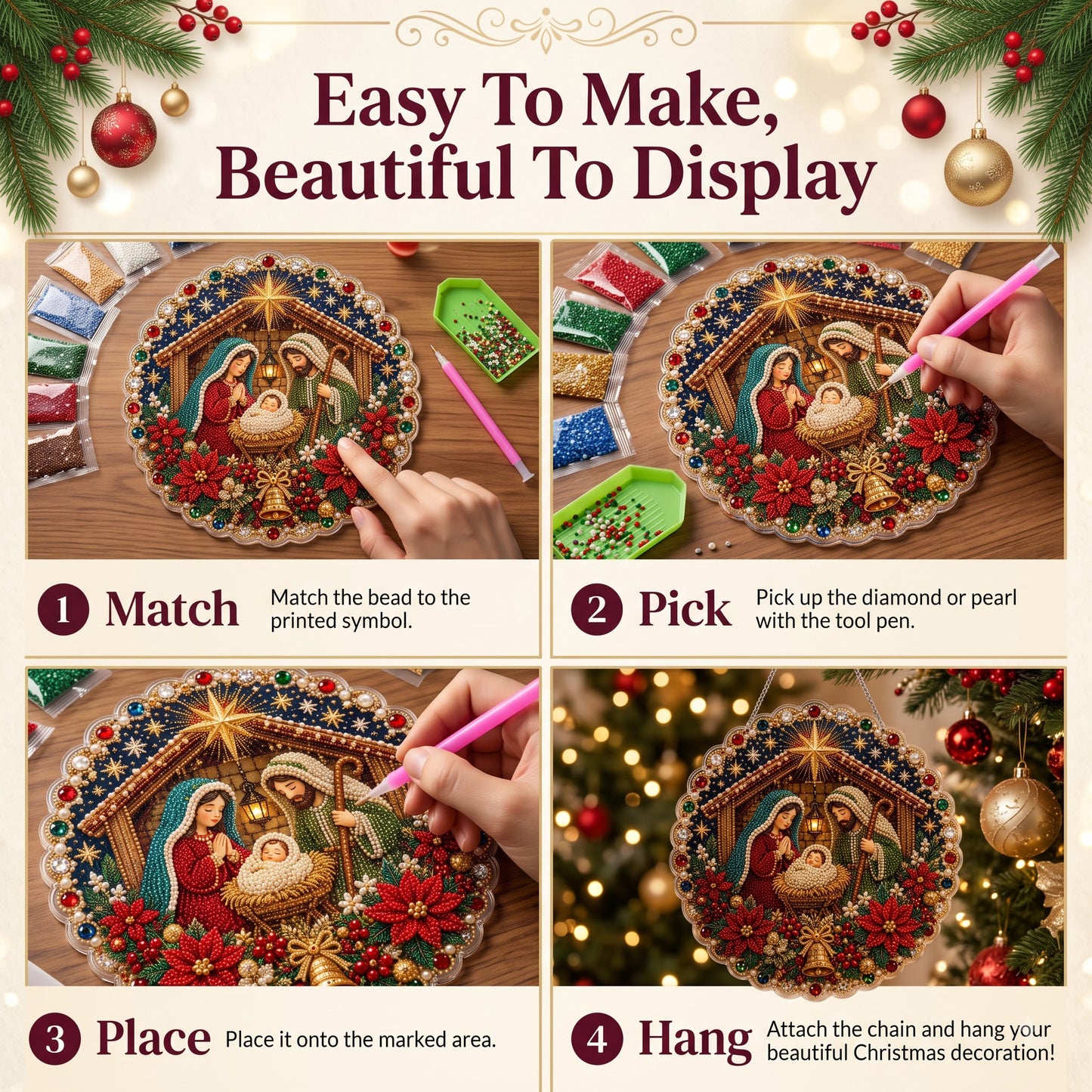 🔥Limited time 70% OFF - 🎅✨DIY Christmas Pearl Diamond Art Hanging Ornament Kit