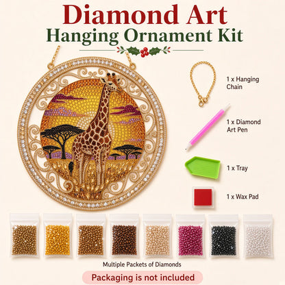 African Safari Giraffe Diamond Art Hanging Ornament Kit