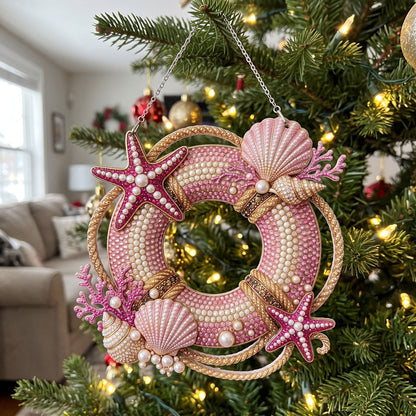 Pink Seashell Life Ring Diamond Art Hanging Ornament Kit