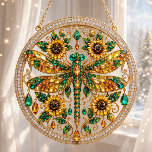 Sunflower Dragonfly Diamond Art Hanging Ornament Kit