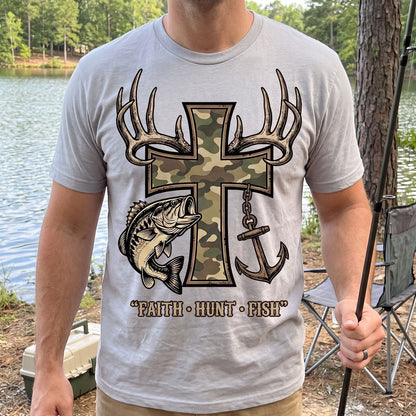 Faith Hunt Fish Cross WN0707001CL Unisex T-shirt
