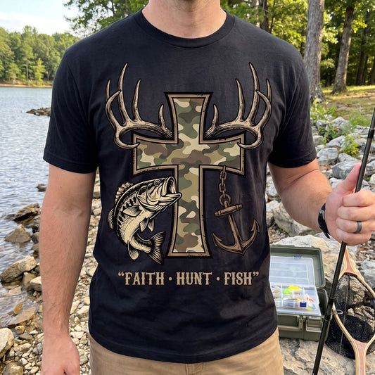 Faith Hunt Fish Cross WN0707001CL Unisex T-shirt
