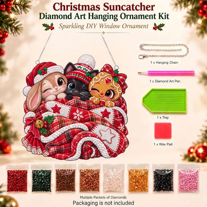 Cozy Christmas Friends Diamond Art Ornament Kit – Sparkling DIY Holiday Hanging Decor
