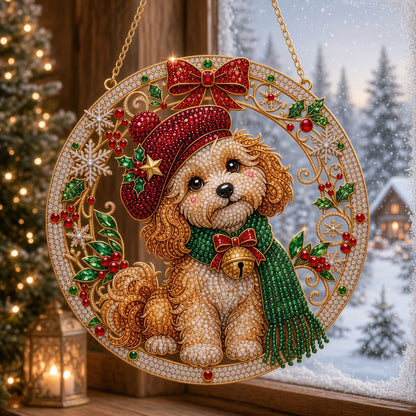 Christmas Puppy Wreath Diamond Art Hanging Ornament Kit