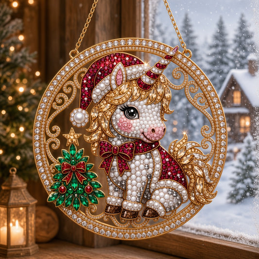 Christmas Unicorn Diamond Art Hanging Ornament Kit