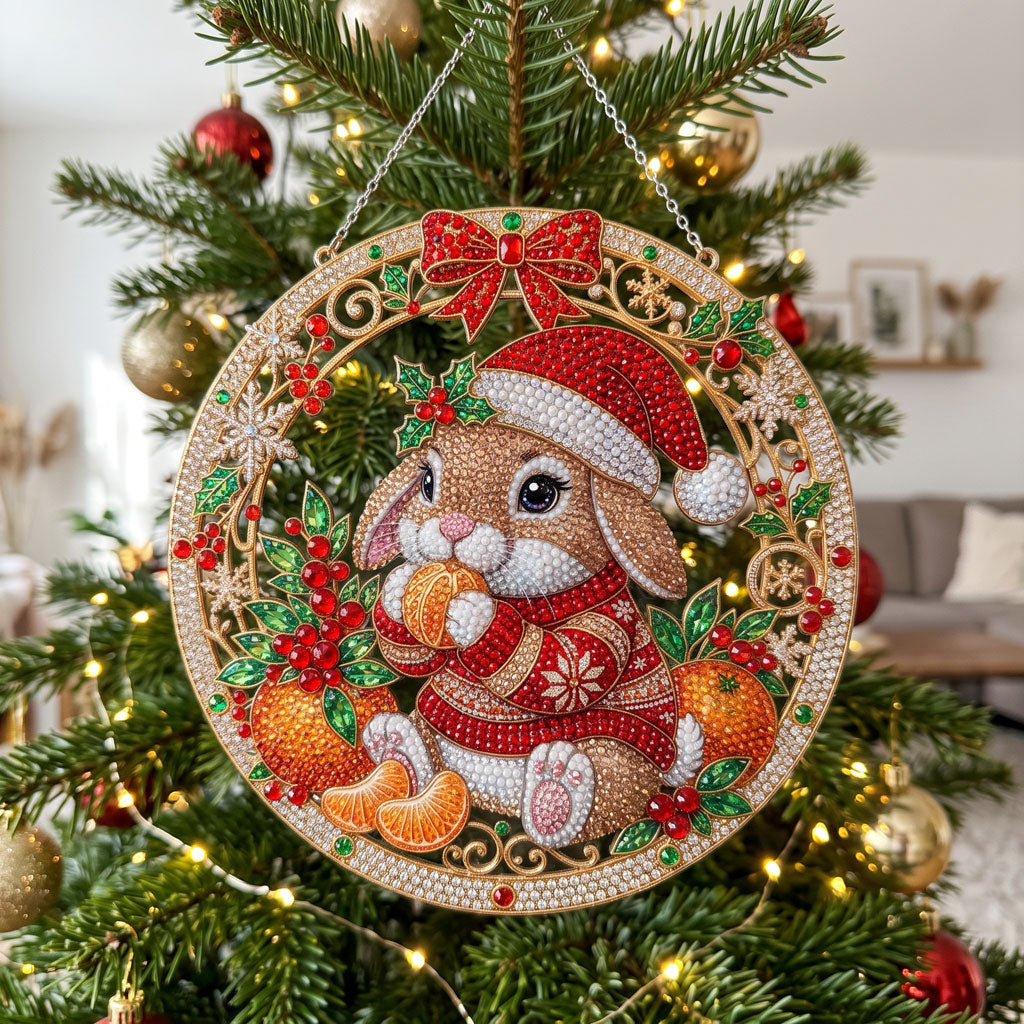 Christmas Bunny Wreath Diamond Art Hanging Ornament Kit