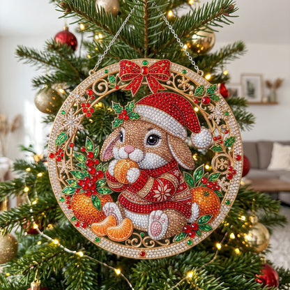 Christmas Bunny Wreath Diamond Art Hanging Ornament Kit