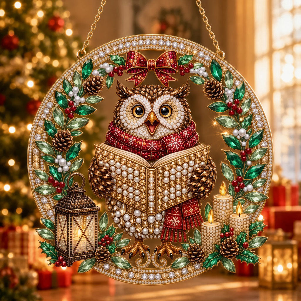 Christmas Storytime Owl Diamond Art Hanging Ornament Kit