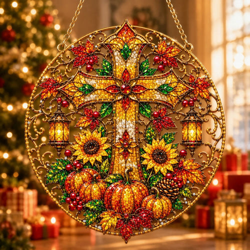 Fall Blessings Cross Diamond Art Hanging Ornament Kit