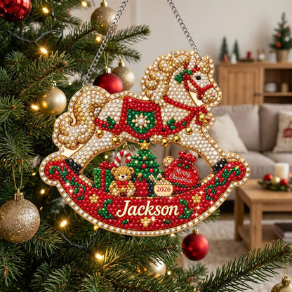 Personalized Baby Rocking Horse Diamond Art Hanging Ornament Kit