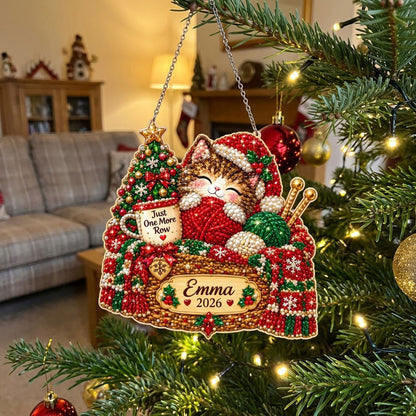 Personalized Crochet Cat Christmas Diamond Art Hanging Ornament Kit