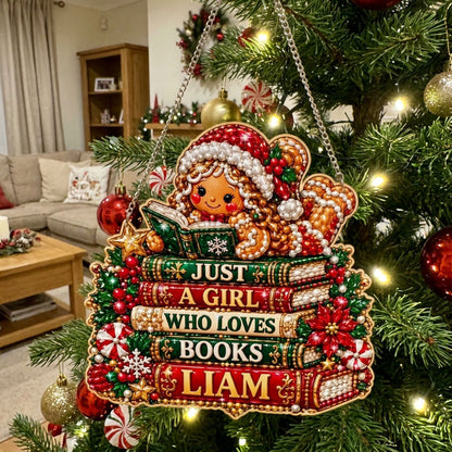 Personalized Gingerbread Bookworm Diamond Art Hanging Ornament Kit