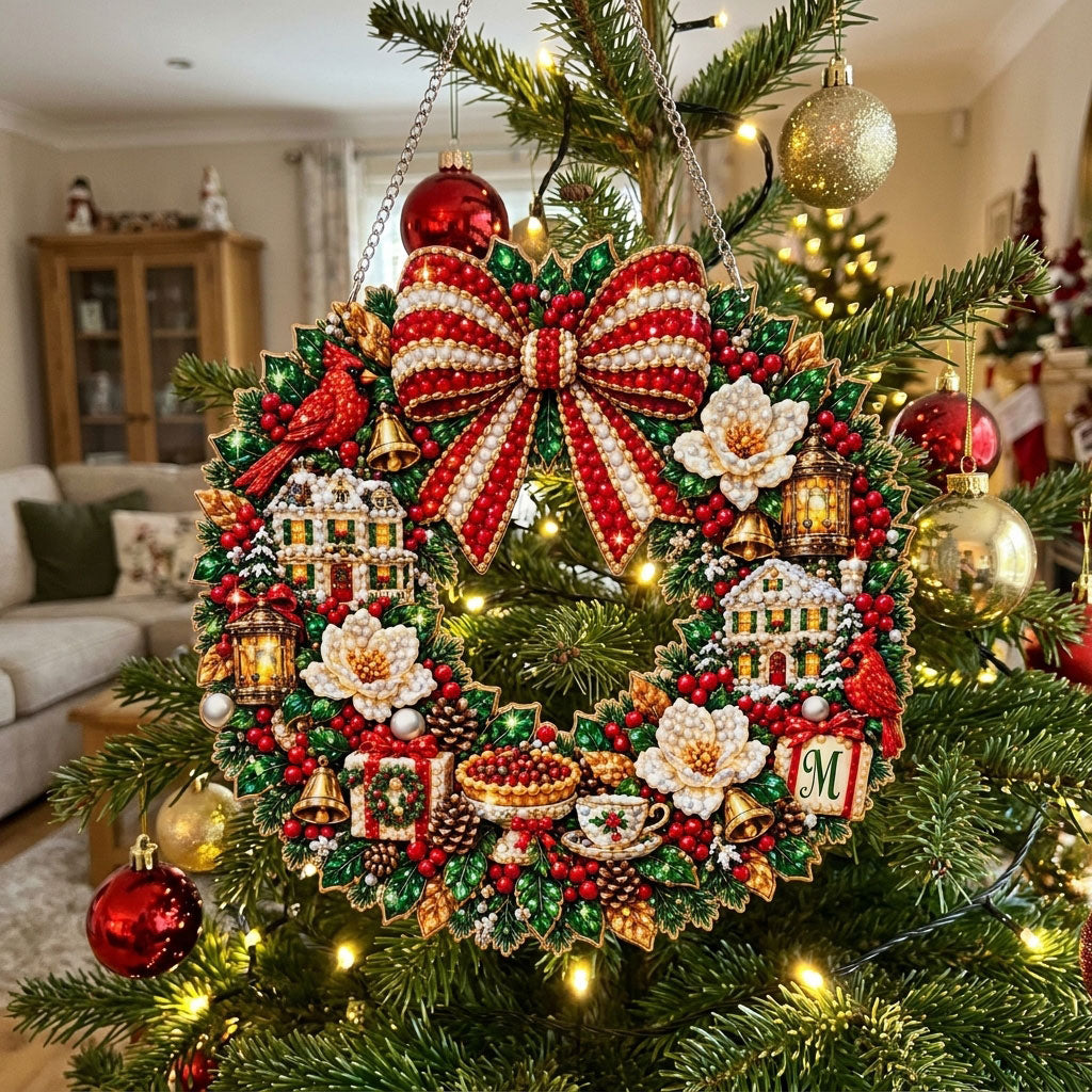Magnolia Cardinal Wreath Diamond Art Hanging Ornament Kit