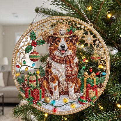 Christmas Cowboy Dog Diamond Art Ornament Kit – Sparkling DIY Western Holiday Decor