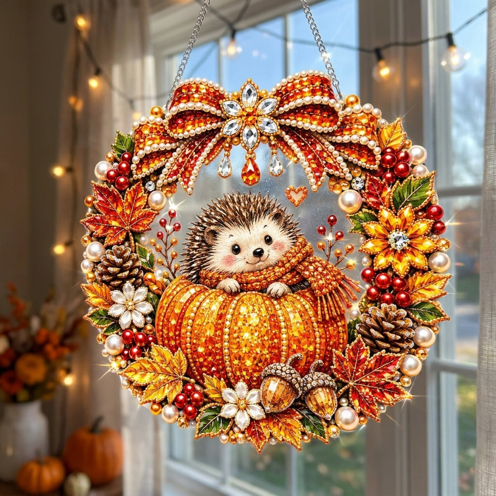 Autumn Hedgehog Diamond Art Hanging Ornament Kit