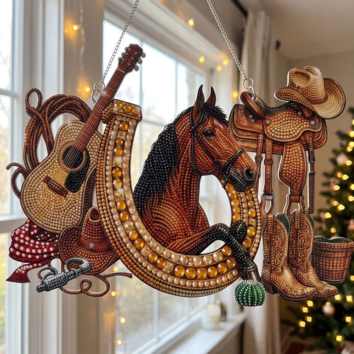 Western Horse & Guitar Diamond Art Ornament Kit – Sparkling DIY Country Hanging Decor