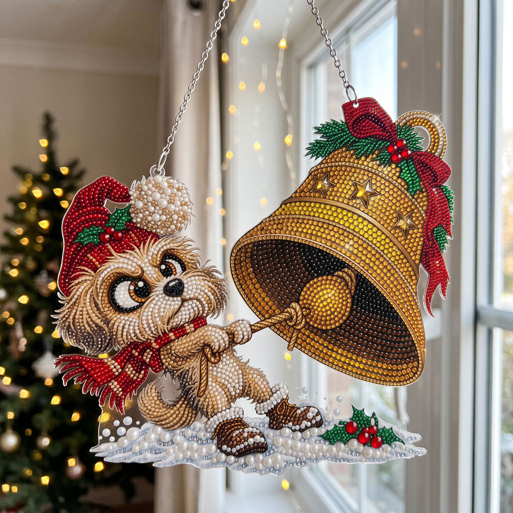 Christmas Bell Pup Diamond Art Ornament Kit – Sparkling DIY Holiday Hanging Ornament