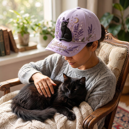 Personalized Black Cat Lavender XR2707002CL Cap