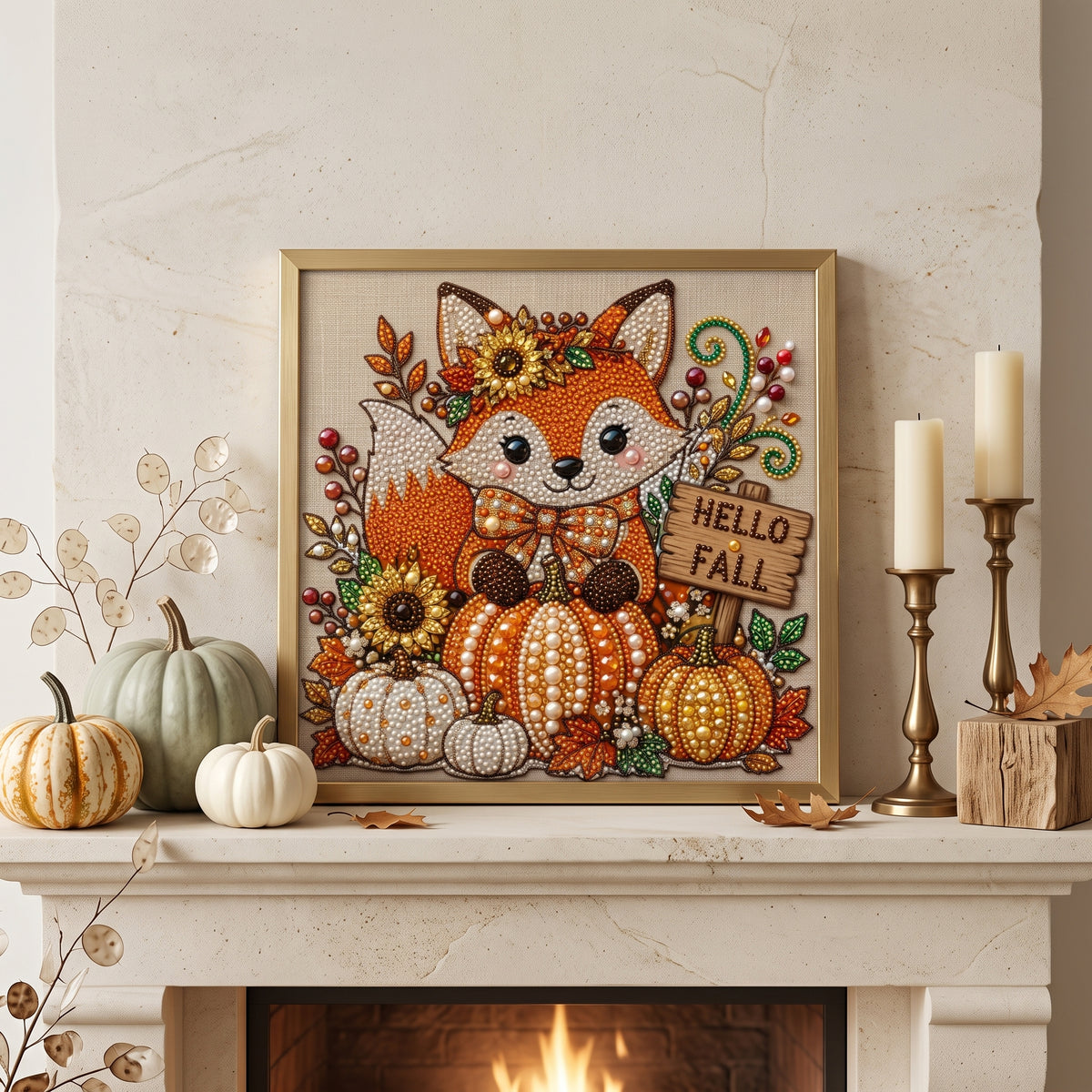 Fox Hello Autumn Pearl Diamond Painting Kit