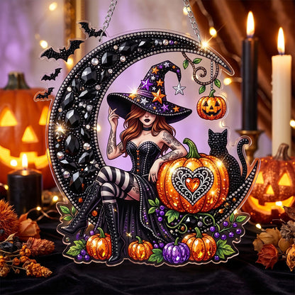 🔥HOT SALE 70% OFF - 🎃✨ Halloween Diamond Art Ornament Kit – Sparkling DIY Window Hanging Decor