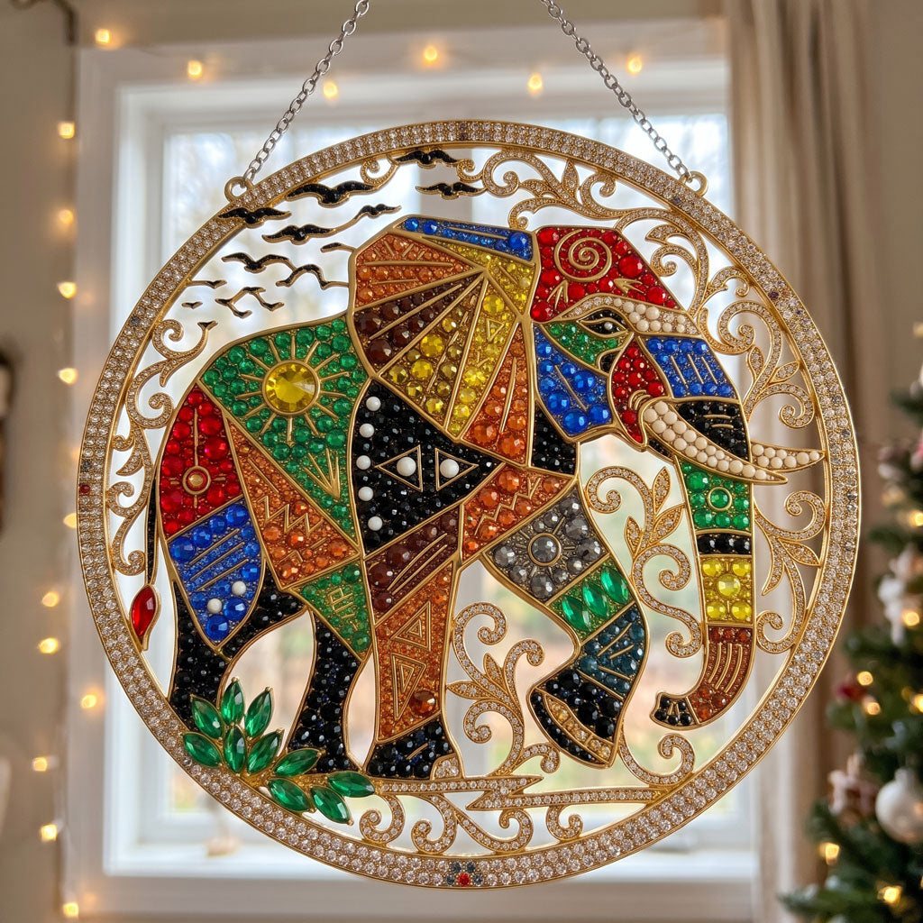 Colorful Boho Elephant Diamond Art Hanging Ornament Kit