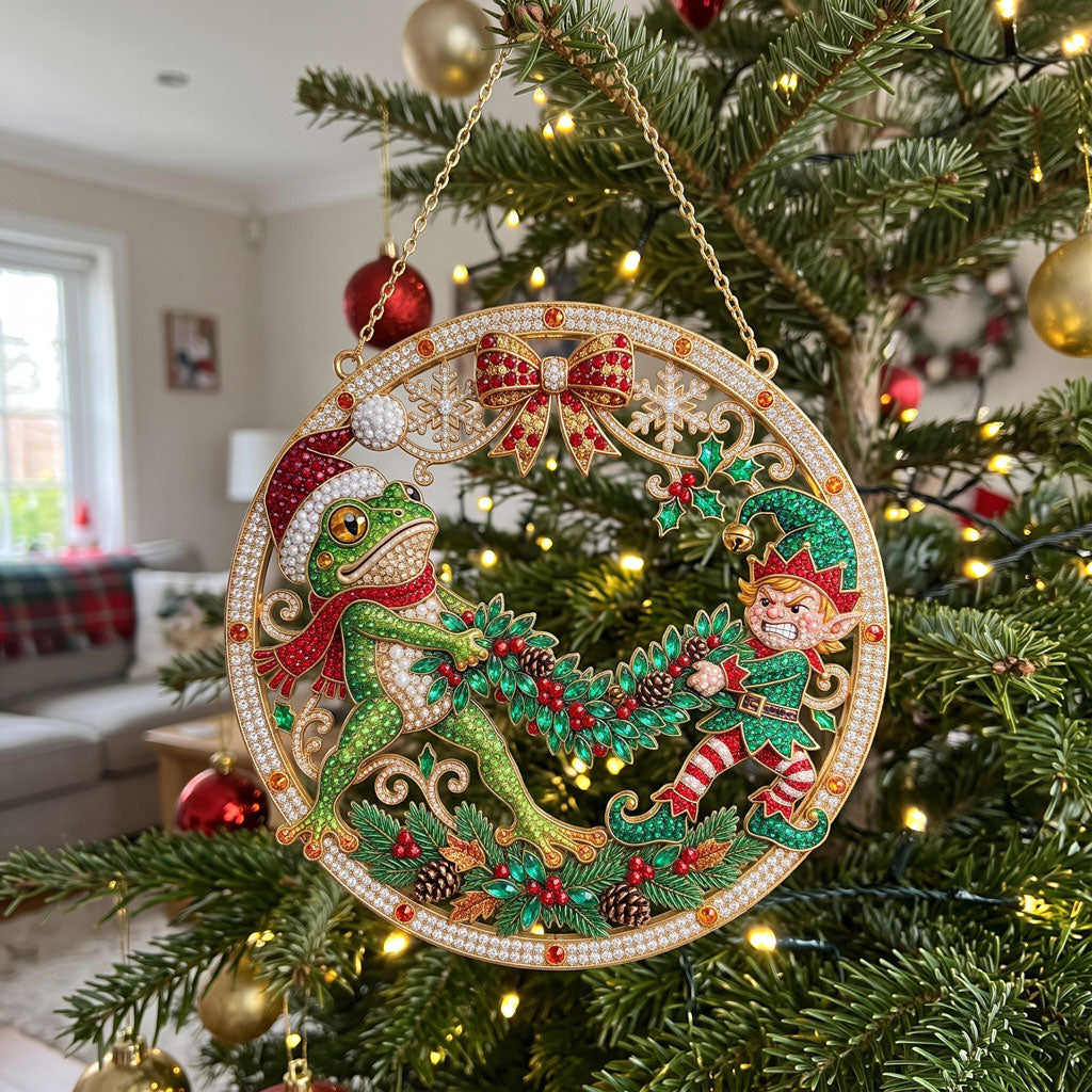 Christmas Frog & Elf Diamond Art Hanging Ornament Kit