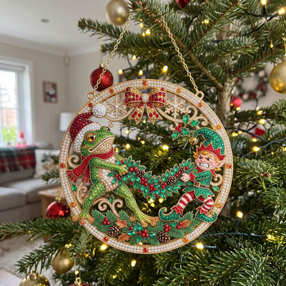 Christmas Frog & Elf Diamond Art Hanging Ornament Kit