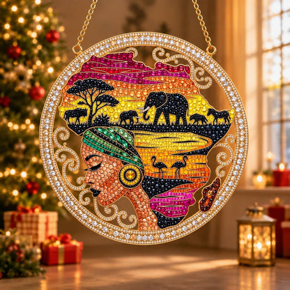 African Safari Sunset Diamond Art Hanging Ornament Kit
