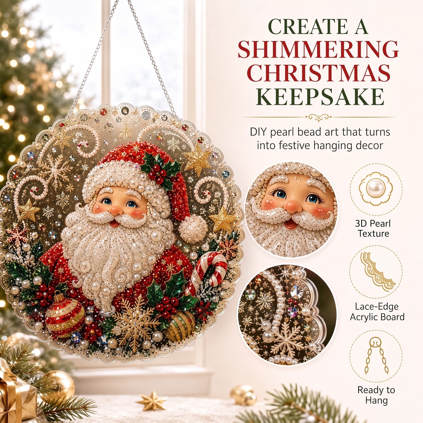 🎅✨Christmas Pearl Diamond Art Hanging Ornament Kit