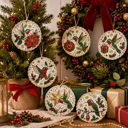 🔥Limited time 70% OFF - 🎅✨SET 6PCS Christmas Hummingbird Art Diamond Painting Kit