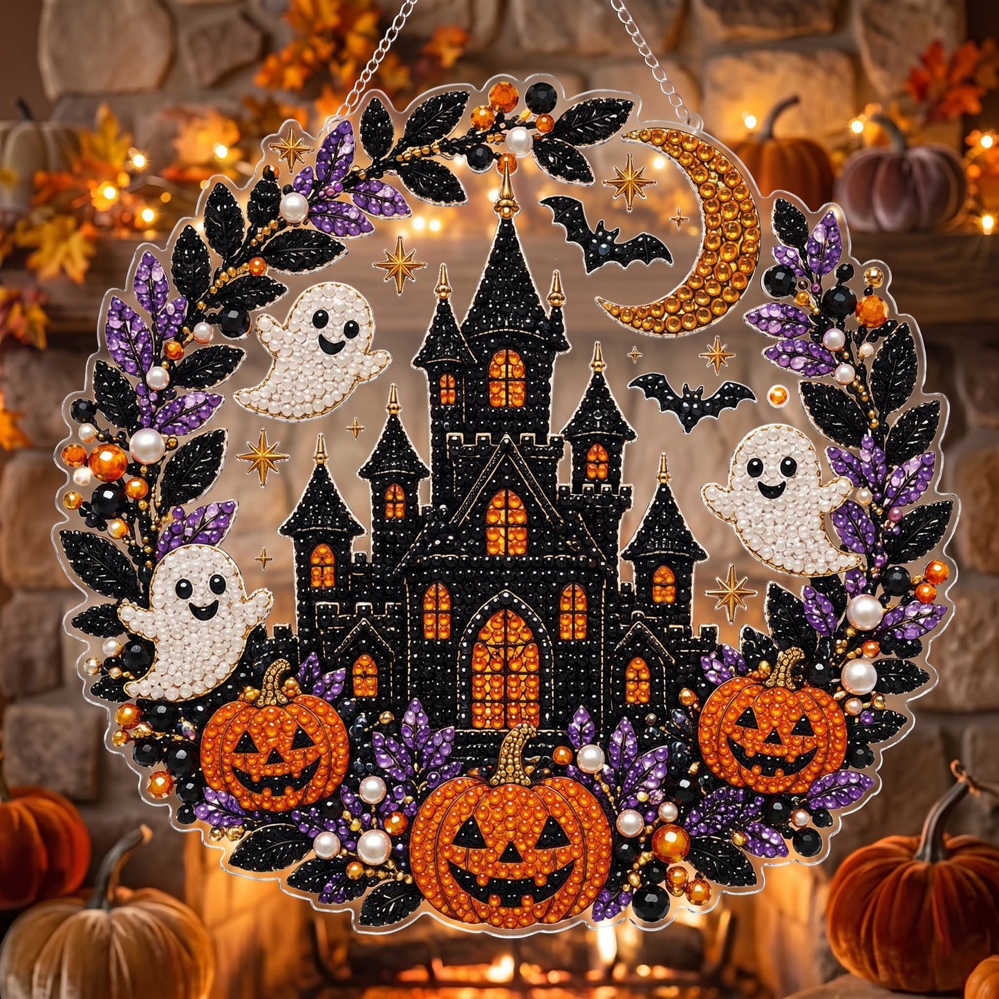 🎃✨ Halloween DIY Diamond Art Ornament Kit