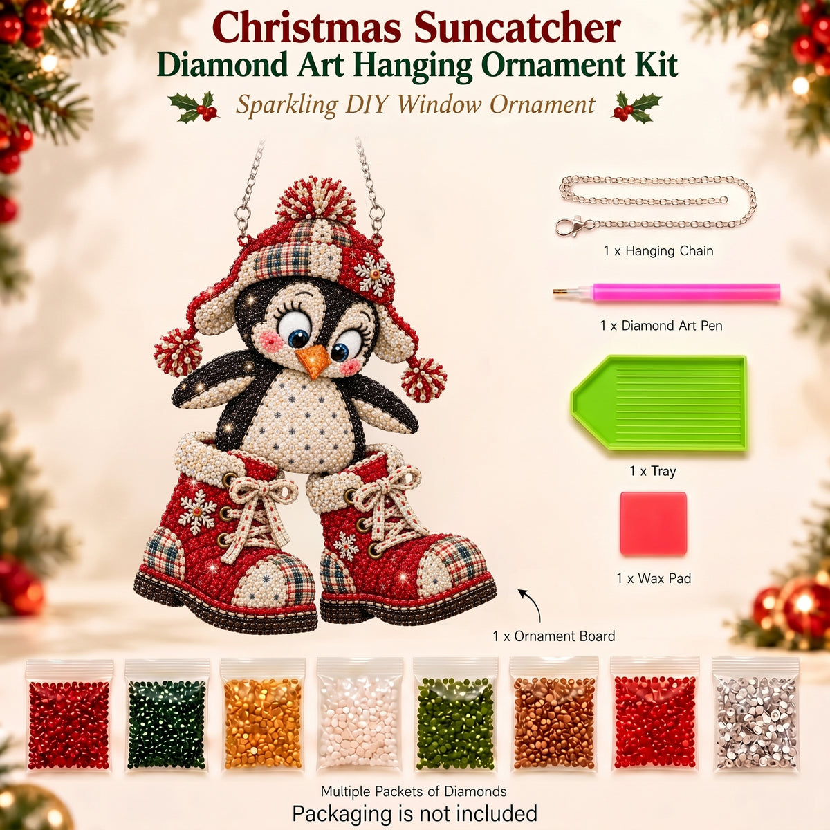 🔥 Limited Time 70% OFF - 🐧❄️ Penguin Diamond Art Ornament Kit – Sparkling DIY Holiday Hanging Decor