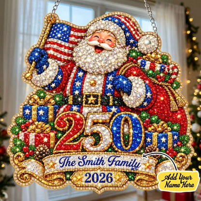 Personalized USA 250th Anniversary Santa Diamond Art Hanging Ornament Kit