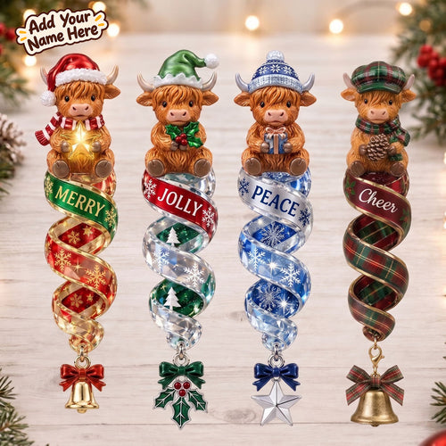 Personalized Christmas Highland Cow Spiral Ornaments WN2910002CL Christmas Ornament