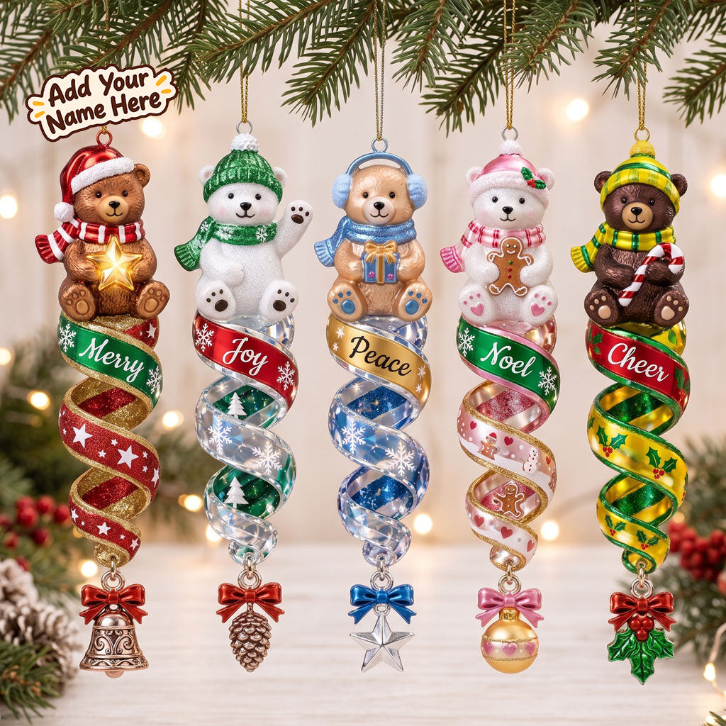 Personalized Christmas Teddy Bear Spiral Ornaments WN2910004CL Christmas Ornament