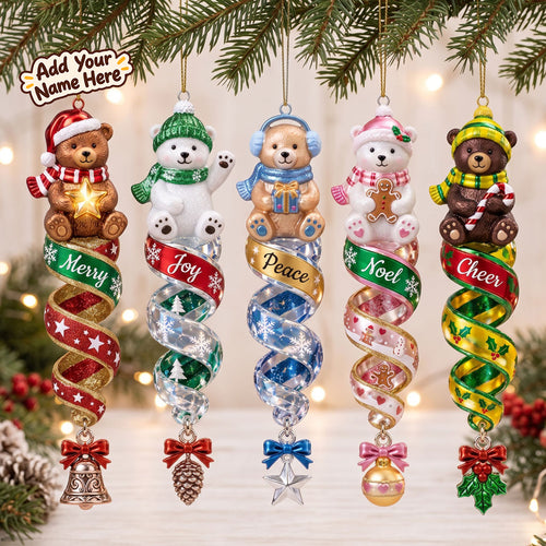 Personalized Christmas Teddy Bear Spiral Ornaments WN2910004CL Christmas Ornament