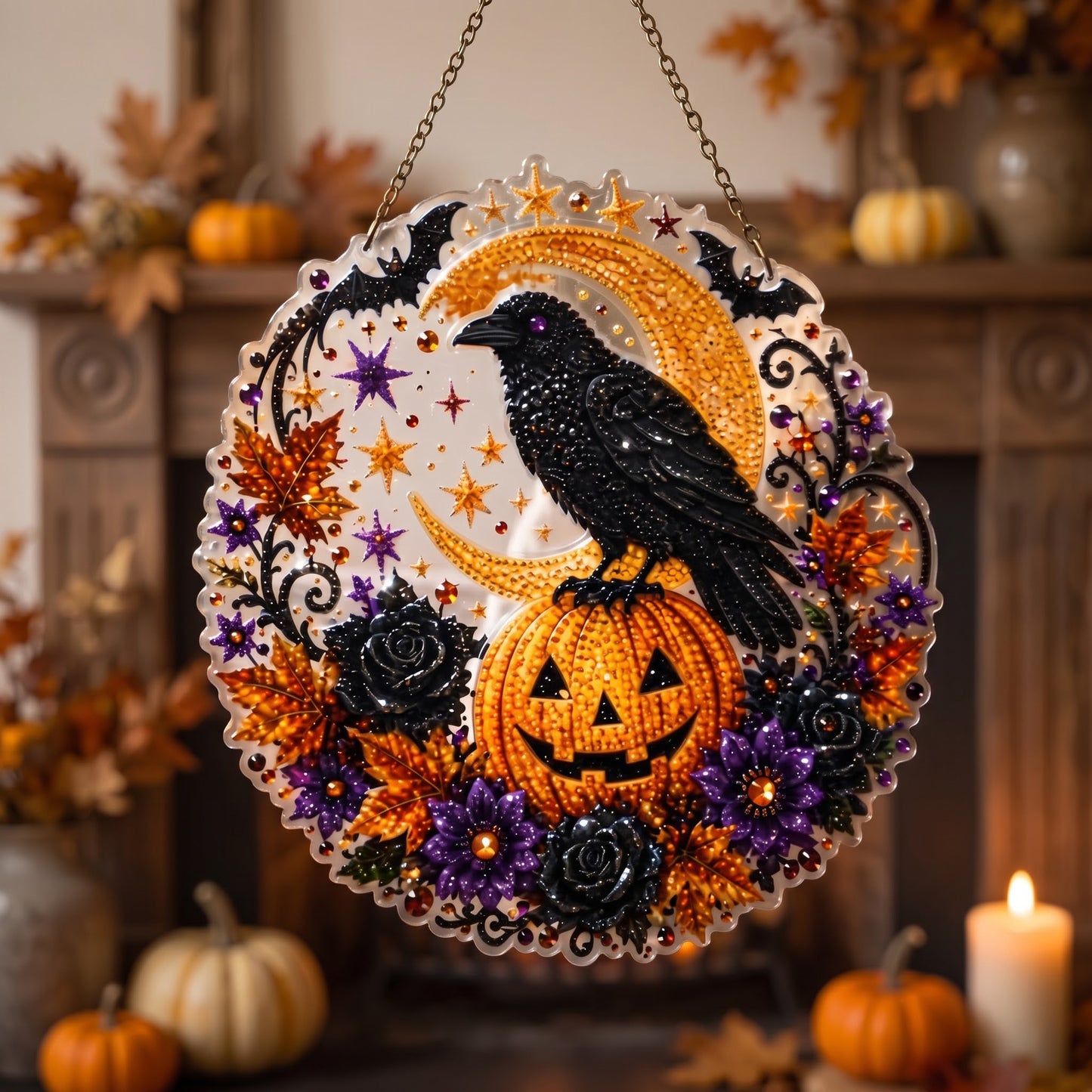 🔥Limited time 70% OFF - 🎃✨Halloween Diamond Art Hanging Ornament Kit - Sparkling DIY Window Ornament