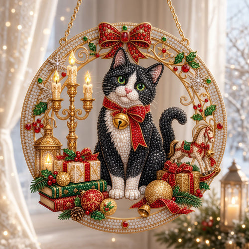 Christmas Black Cat Diamond Art Hanging Ornament Kit
