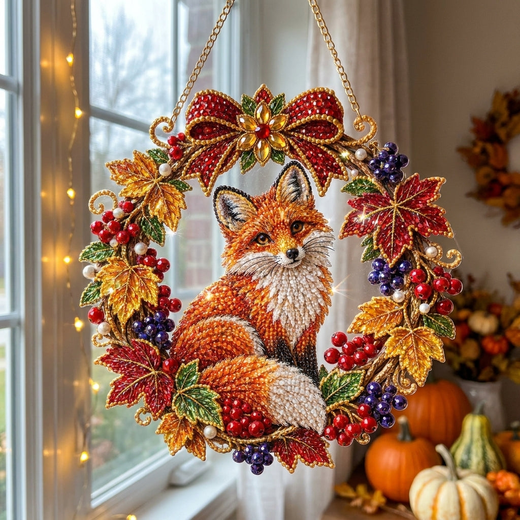 Autumn Fox Wreath Diamond Art Hanging Ornament Kit