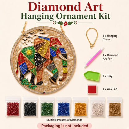 Colorful Boho Elephant Diamond Art Hanging Ornament Kit