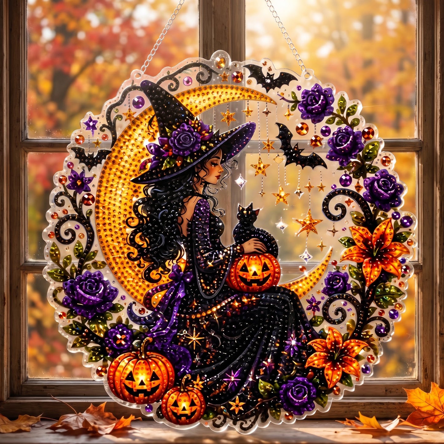 🔥Limited time 70% OFF - 🎃✨Halloween Diamond Art Hanging Ornament Kit - Sparkling DIY Window Ornament
