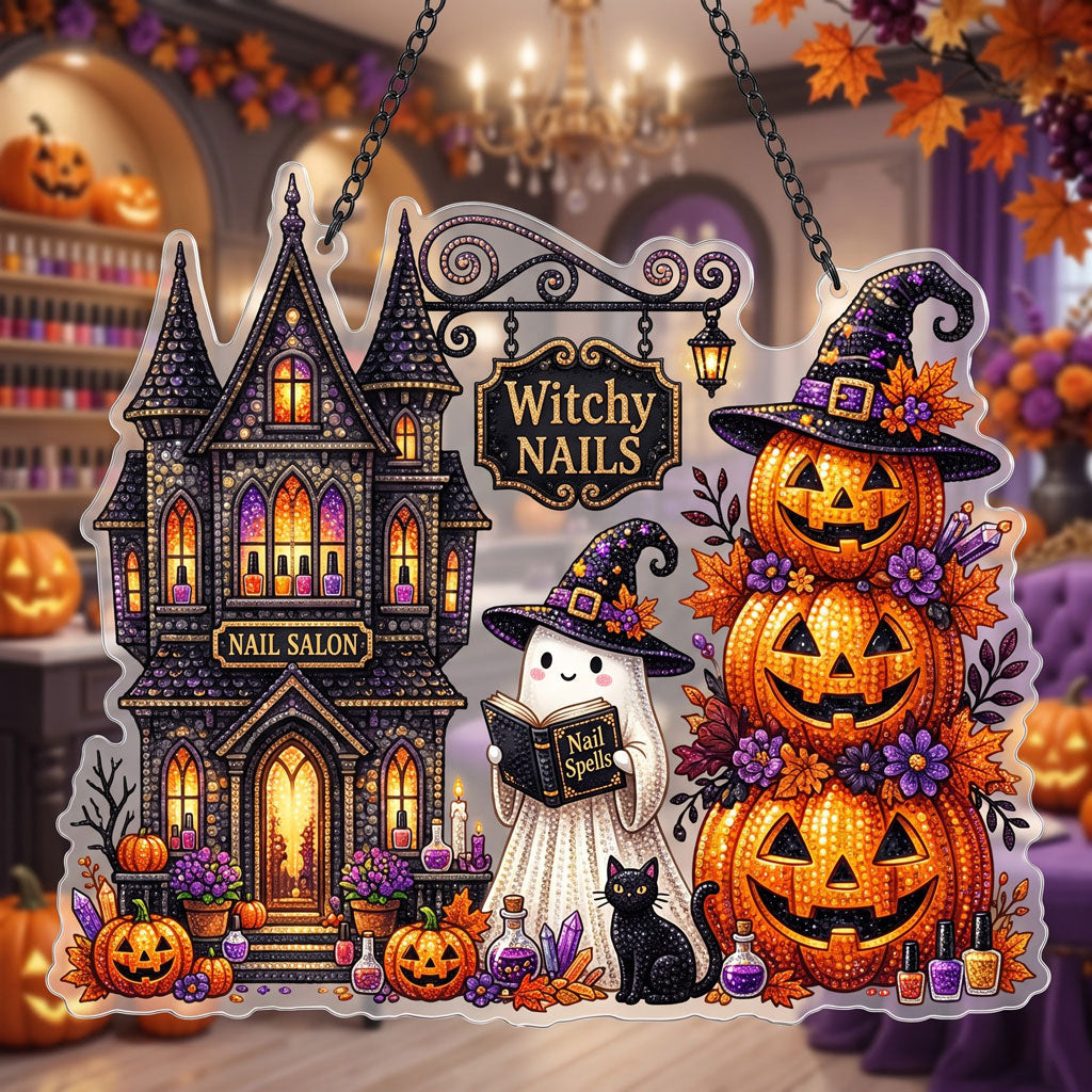 🔥HOT SALE 70% OFF - 🎃✨ Halloween Diamond Art Ornament Kit – Sparkling DIY Window Hanging Decor