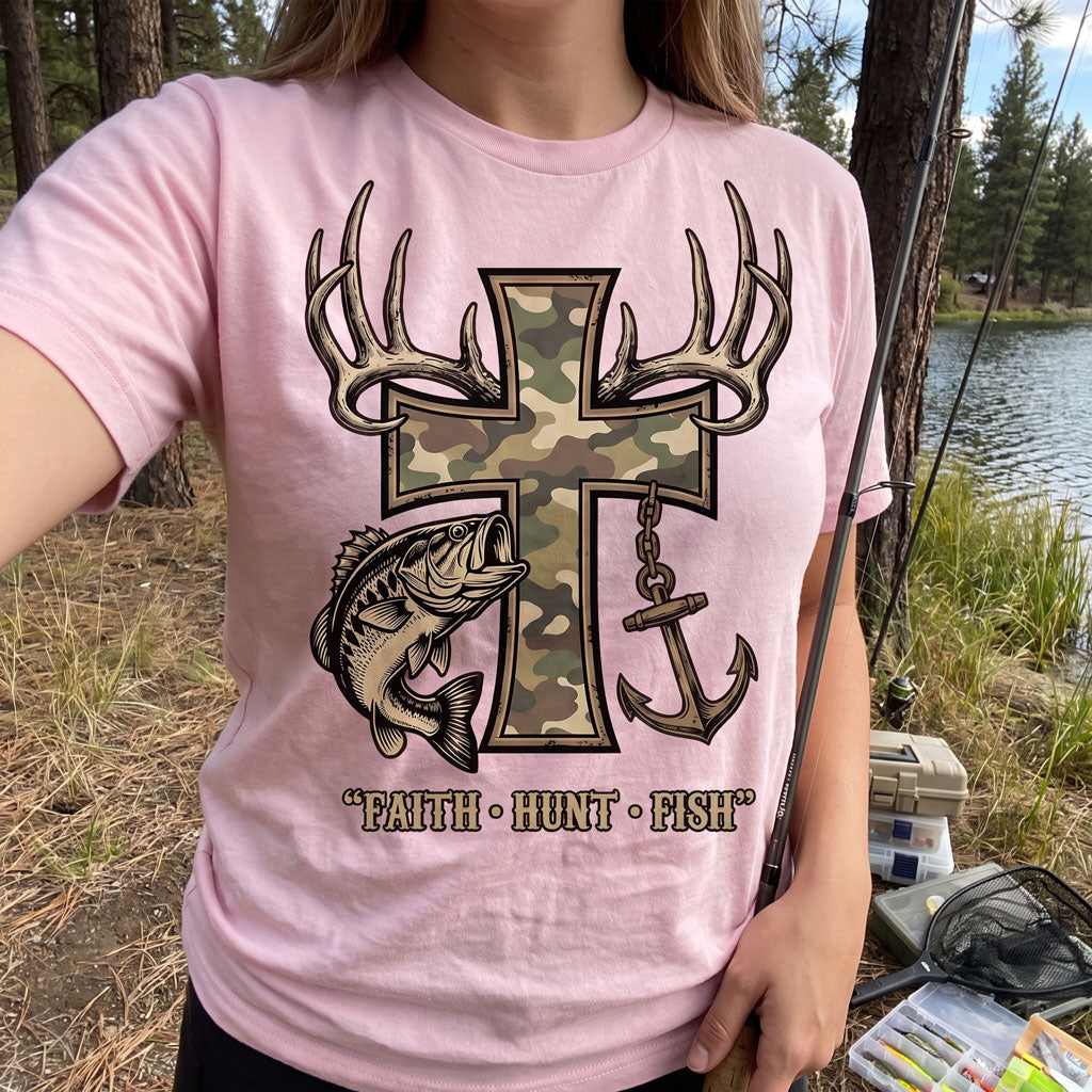 Faith Hunt Fish Cross WN0707001CL Unisex T-shirt
