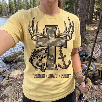 Faith Hunt Fish Cross WN0707001CL Unisex T-shirt